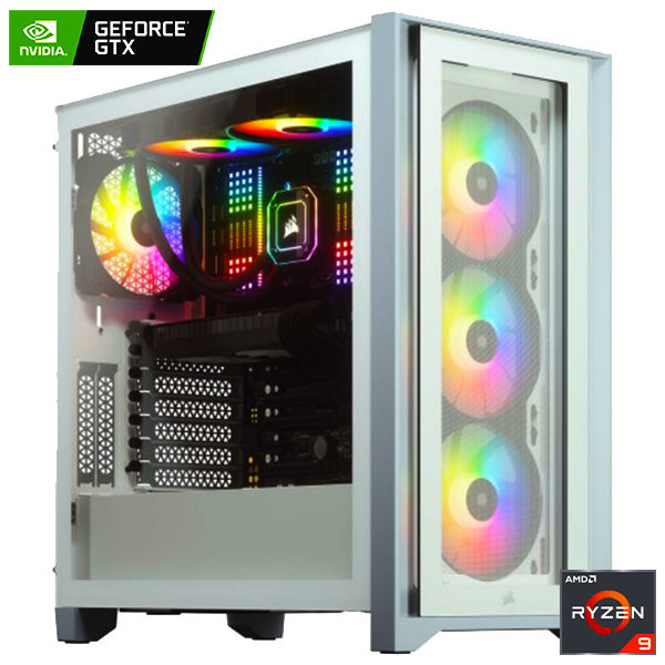 PC GAMER AMD RYZEN 9 3950X-GTX 1660 SUPER – CORSAIR ICUE 4000X RGB TEMPERED GLASS (BLANC)
